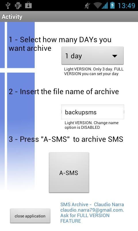 A-SMS - archive &amp; backup截图2