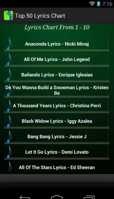 Lyrics Chart Top 50截图3