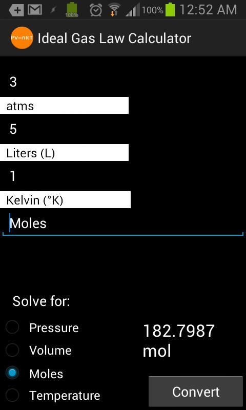 Ideal Gas Law Calculator截图1