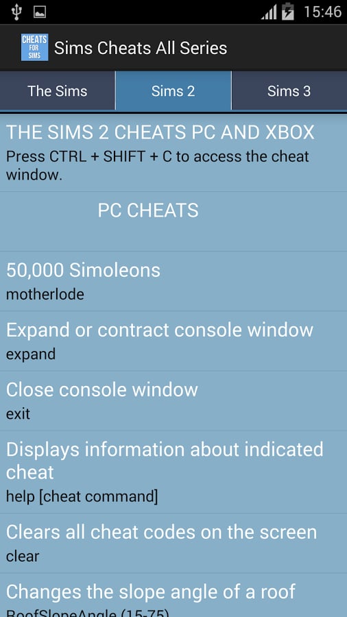 Sims Cheats All Series截图2