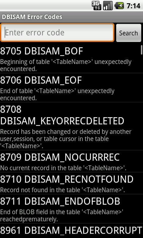 DBISAM Error Codes截图4
