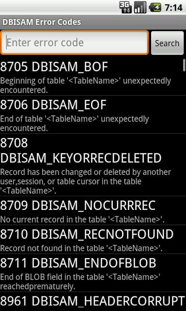 DBISAM Error Codes截图1