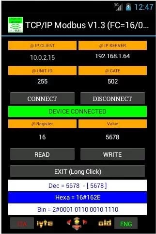 TCP/IP Modbus Tester截图1