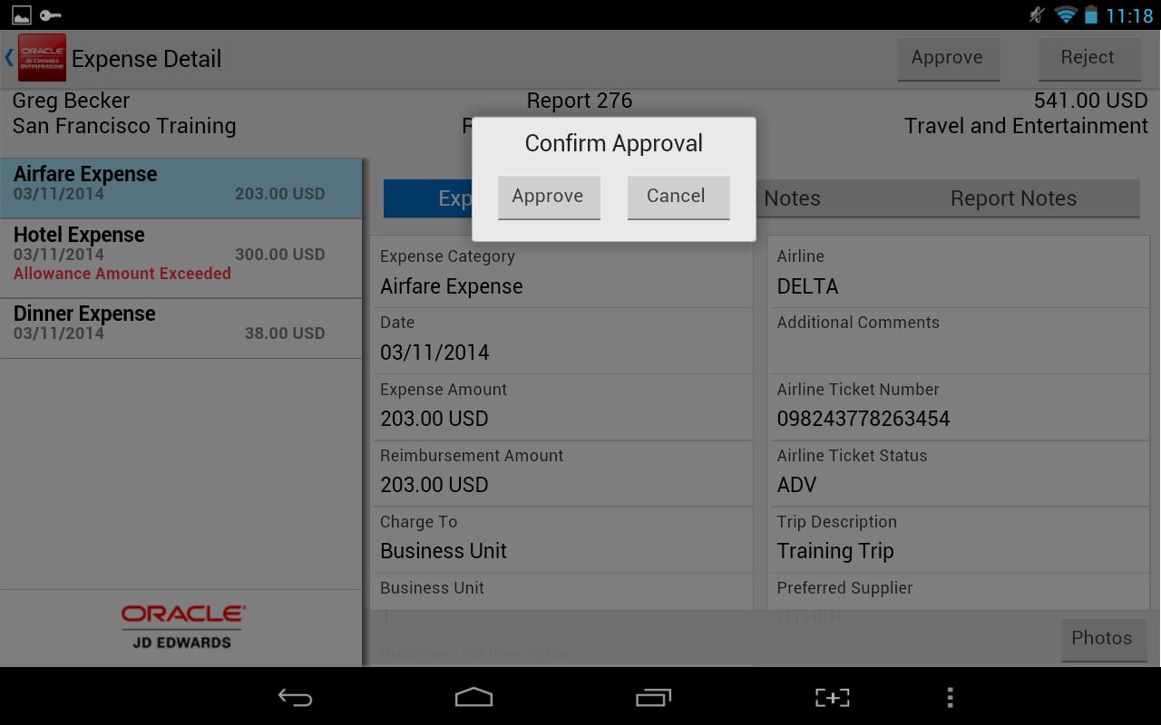 Expense Approval - JDE E...截图6