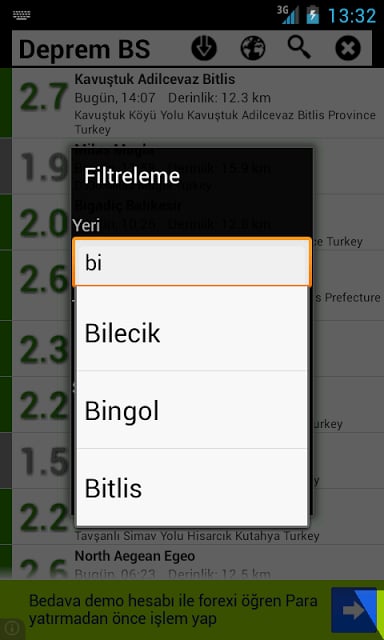 Deprem Bilgi Servisi截图6