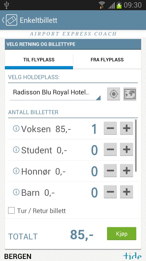 Flybussen Bergen billett截图2