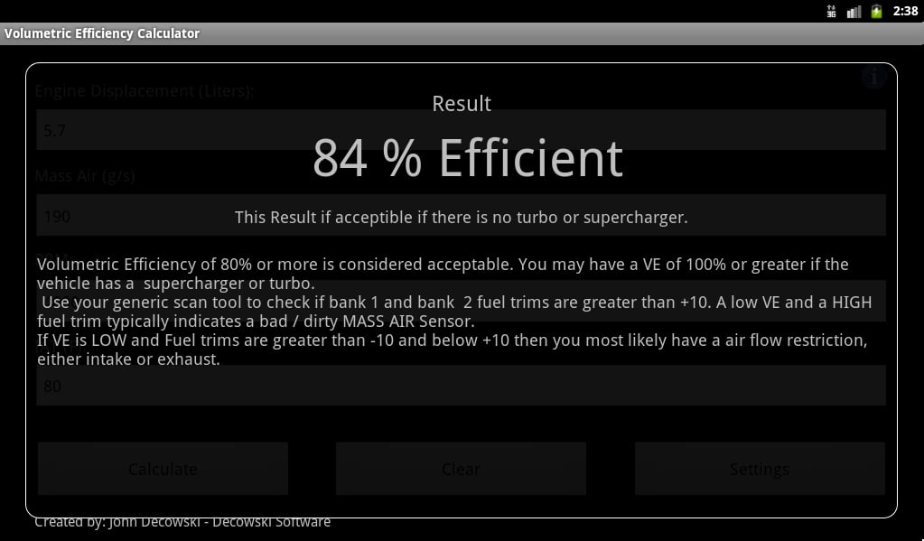 Volumetric Efficiency Ca...截图1