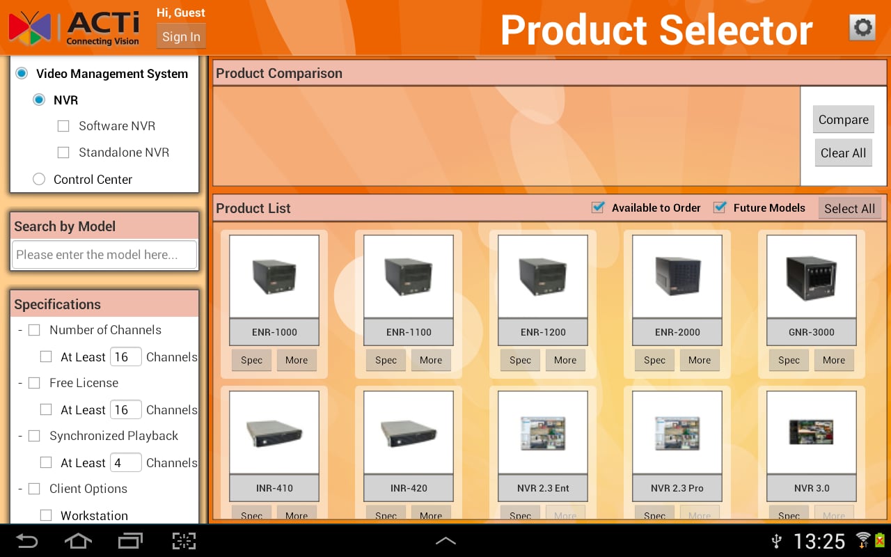 ACTi Product Selector截图2
