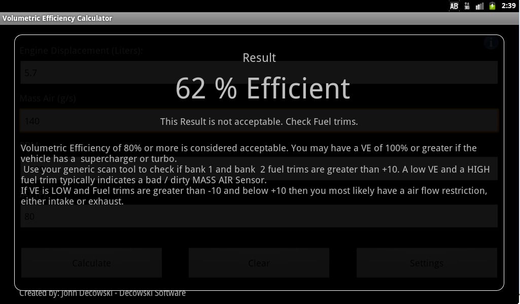 Volumetric Efficiency Ca...截图2