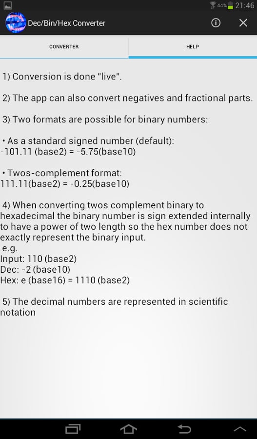 Binary Decimal Hex Conve...截图2