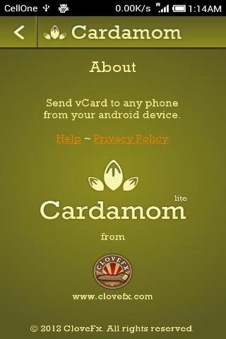 Cardamom : Send vCards via SMS截图5