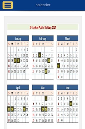 SriLanka Holiday Calendar 2014截图1