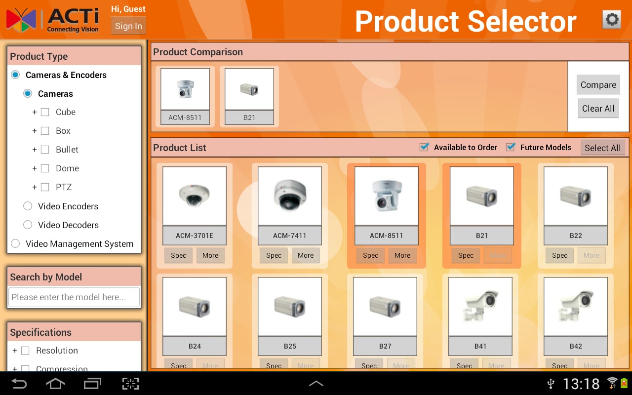 ACTi Product Selector截图1