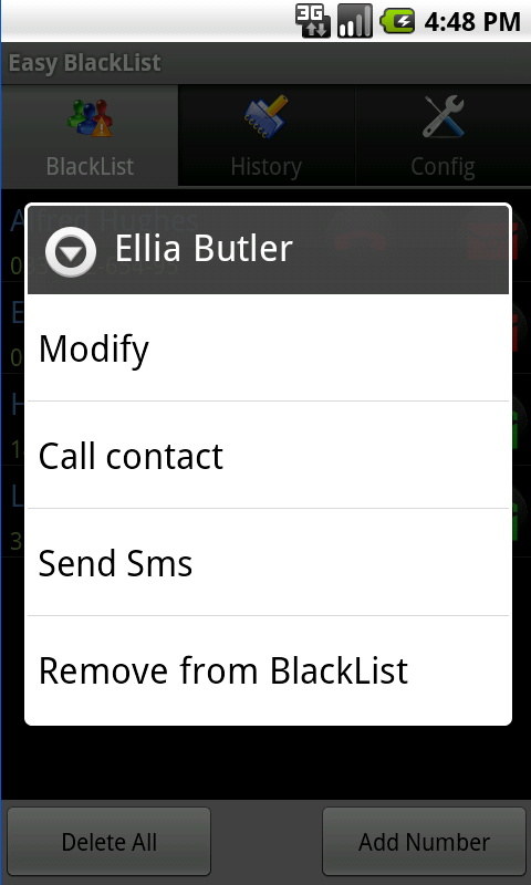 Easy BlackList Lite - Call Sms截图4