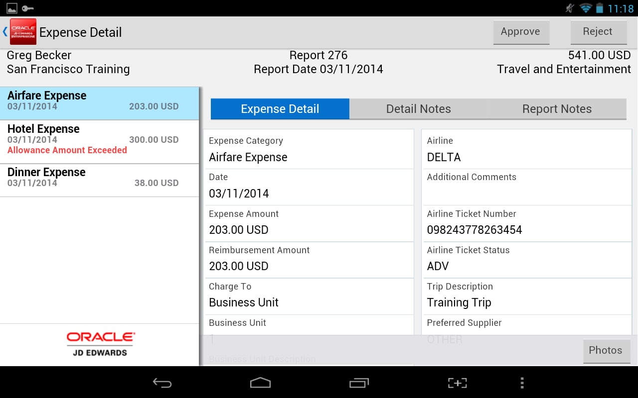 Expense Approval - JDE E...截图3