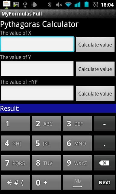 myFormulas (BMI, Pythagoras..)截图1