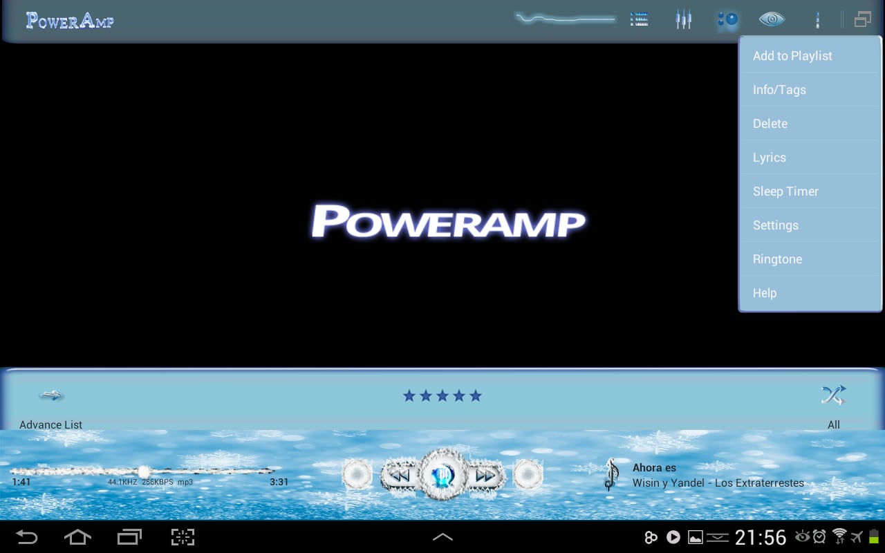 Poweramp Skin Blue Glaci...截图2