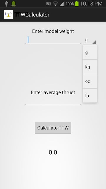 Thrust to Weight Calculator截图1