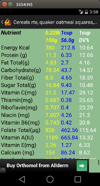 Food Nutrients Database截图1