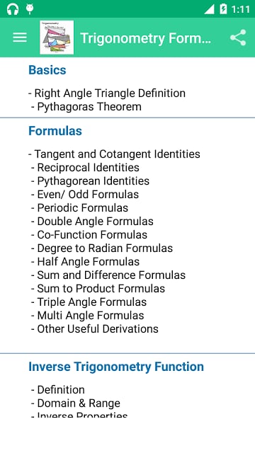 Trigonometry Reference Free截图2