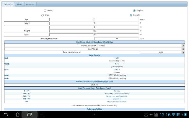 Fitness Calc Extended -Free-截图1