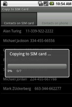 CopyToSIMCard(SIM)卡联系人管理截图