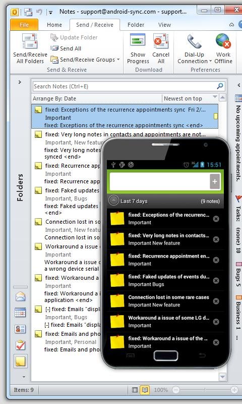 Outlook Synced Note - USB Sync截图1