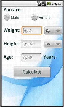 Calculate ideal weight (BMI)截图