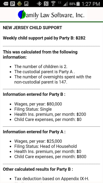 NJ Child Support Calculator截图2