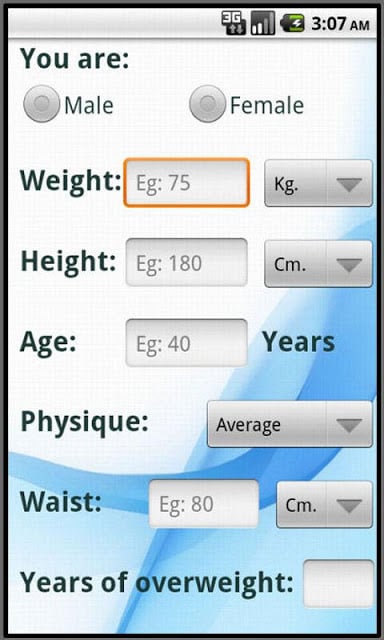 Calculate ideal weight (BMI)截图1