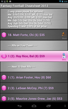 Fantasy Football Cheat Sheet截图