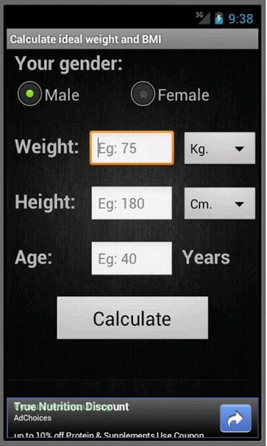 Calculate ideal weight (BMI)截图3