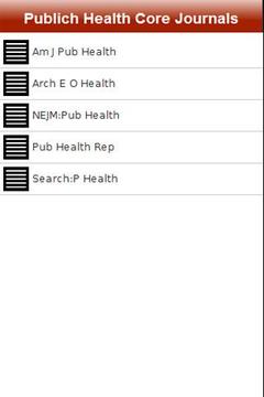 Public Health Core Journals截图