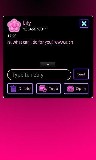 GO SMS THEME PINK NEON HEART 2截图2