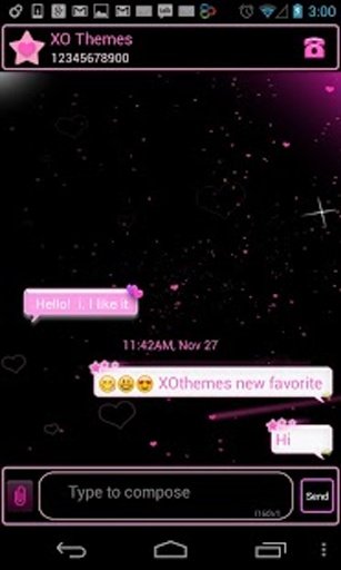 GO SMS Theme Pink Heart Galaxy截图2