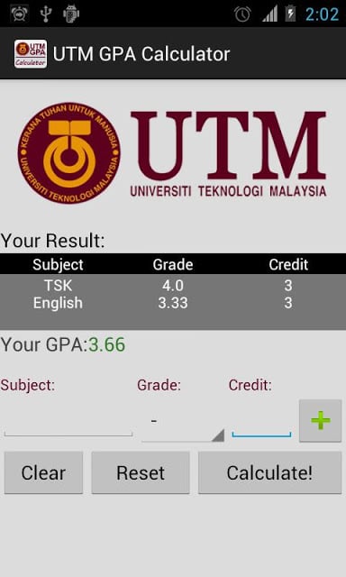 UTM GPA Calculator截图1