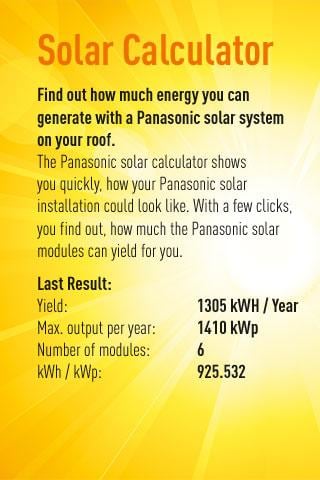 Panasonic Solar Calculator App截图2