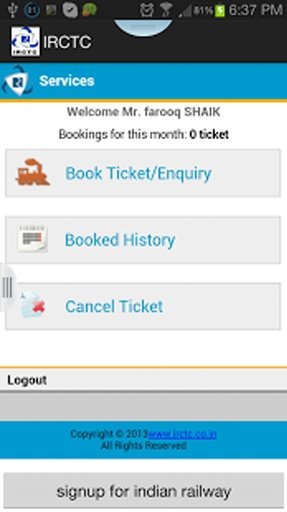 IRCTC app截图3