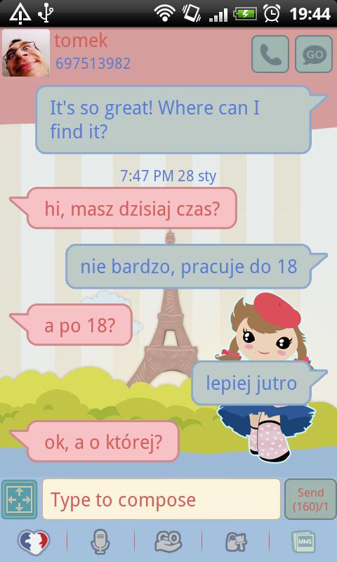 GO SMS Pro Sweet Paris Theme截图3