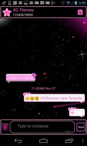 GO SMS Theme Pink Heart Galaxy截图1