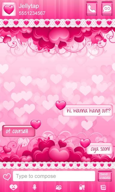 ♥Sweet Heart Theme Go SMS ♥截图1