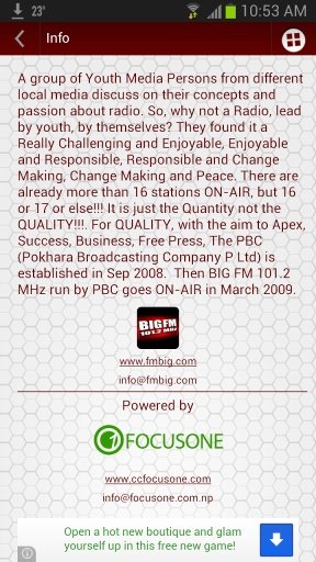 BIG FM 101.2 MHz截图1