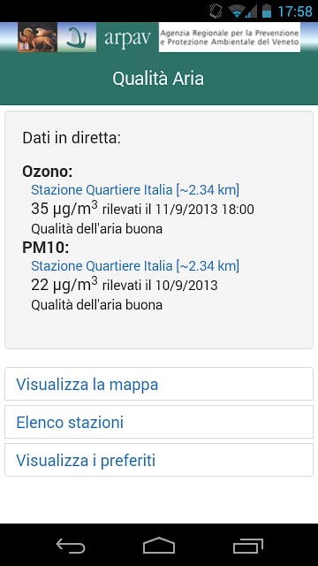 App ARPAV Qualit&agrave; Aria截图3