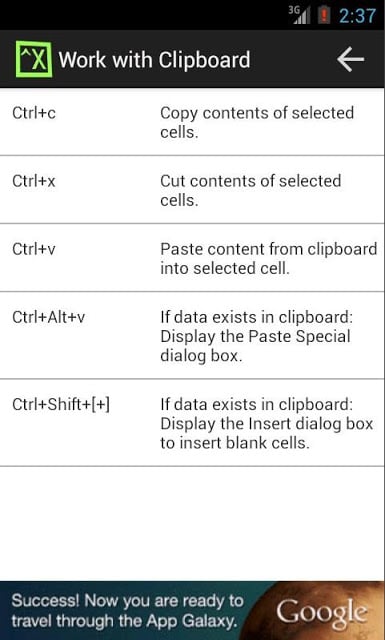 Excel Shortcuts截图2