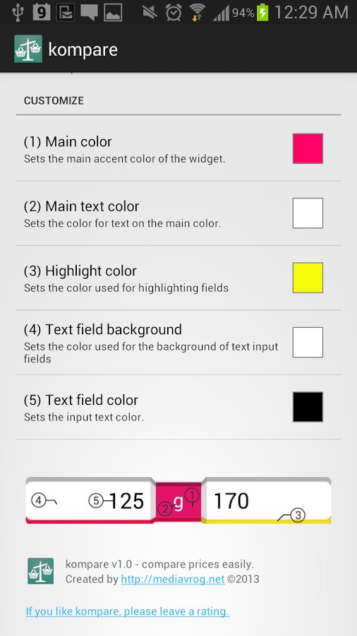 kompare price compare widget截图2