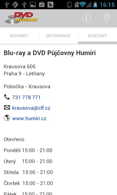 Blu-ray a DVD Půjčovny Humiri截图1
