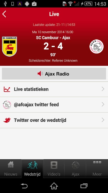 Offici&euml;le AFC Ajax voetbal app截图2