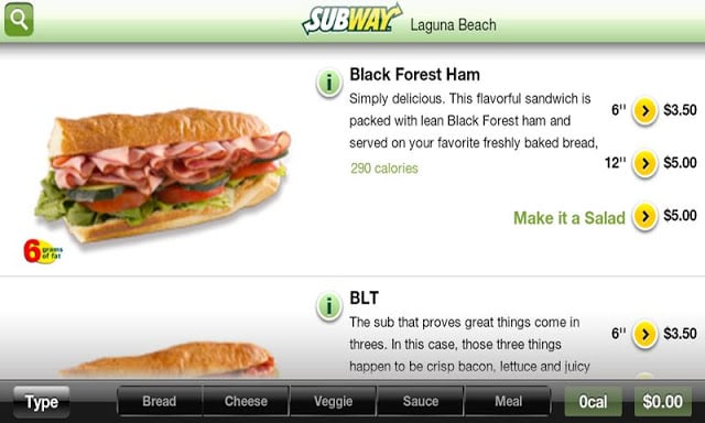 Subway Ordering for California截图4