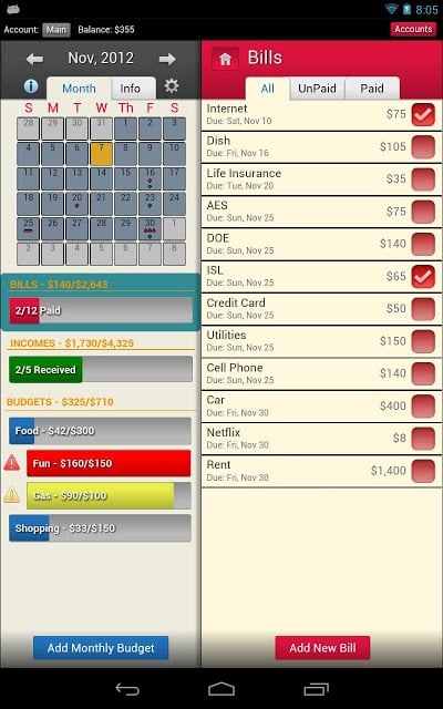 Bills Vs Income Free截图2