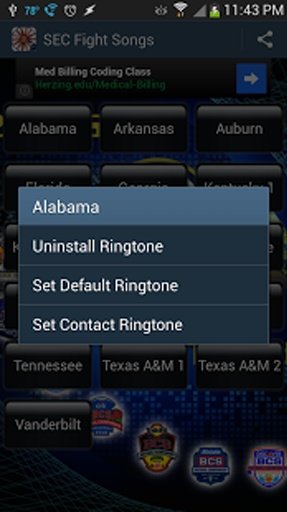SEC Fight Songs SMS Ringtones截图2
